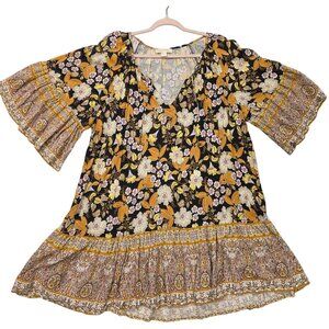Aveology Womens Floral Boho Dress Size 22/24 Plus  Tunic Tuplip sleeve